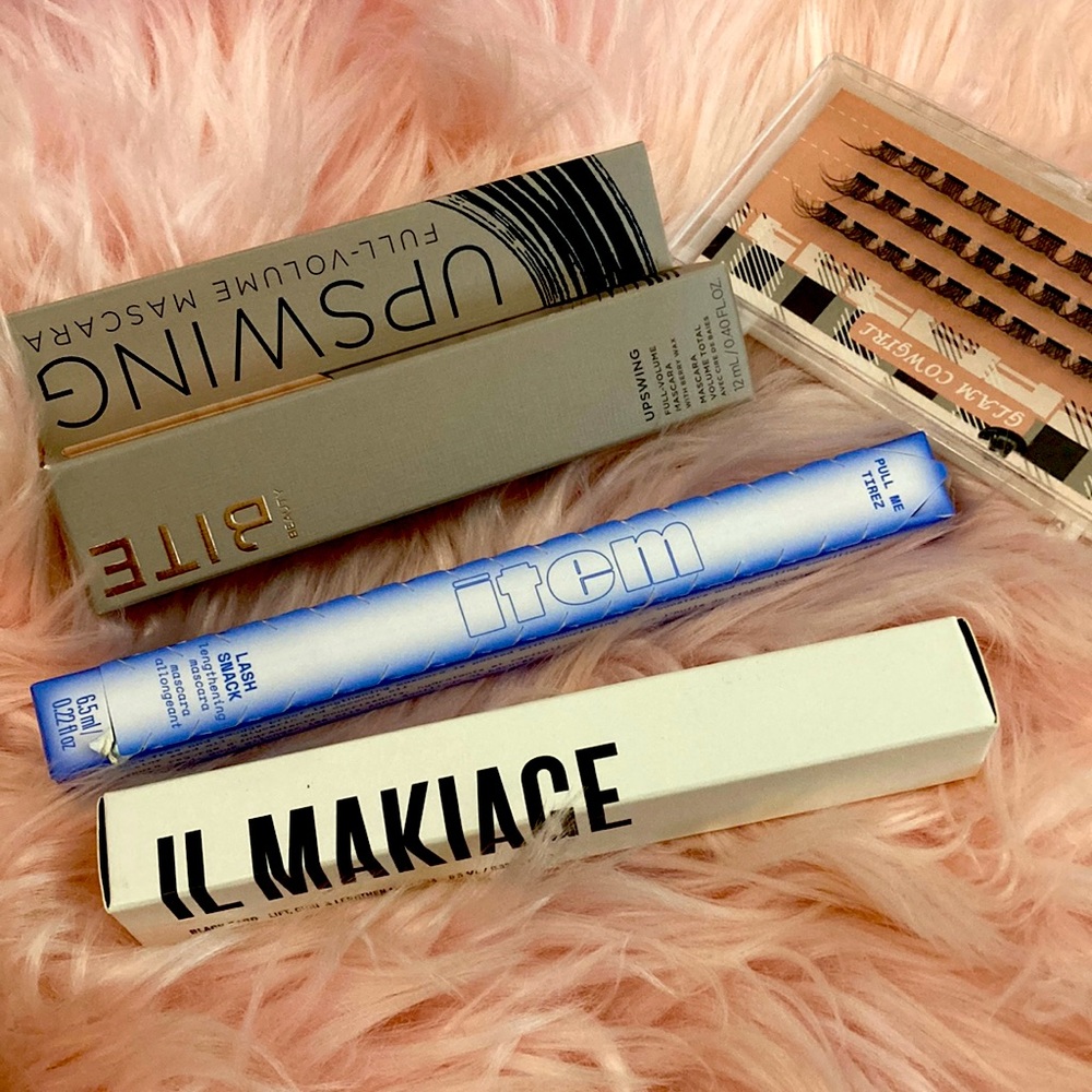 Three mascaras and individual lashes.